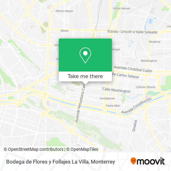 Mapa de Bodega de Flores y Follajes La Villa