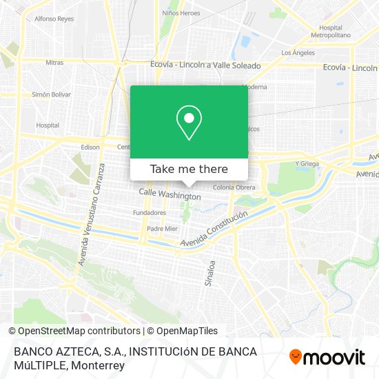 Mapa de BANCO AZTECA, S.A., INSTITUCIóN DE BANCA MúLTIPLE