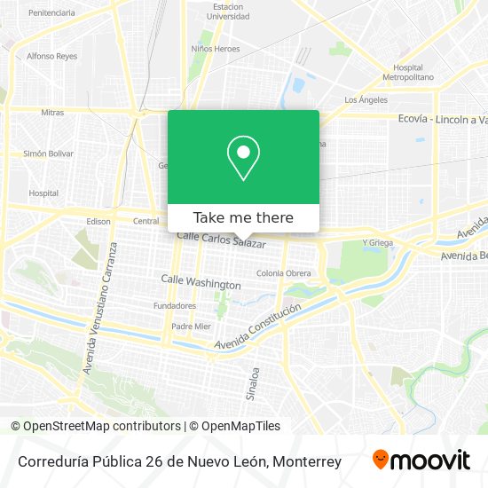 Mapa de Correduría Pública 26 de Nuevo León