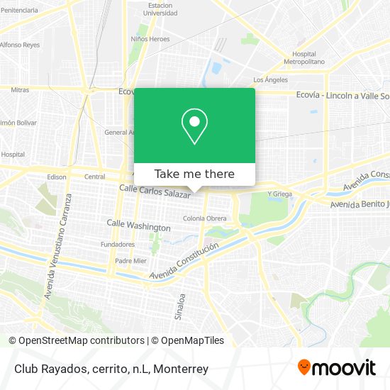 Mapa de Club Rayados, cerrito, n.L