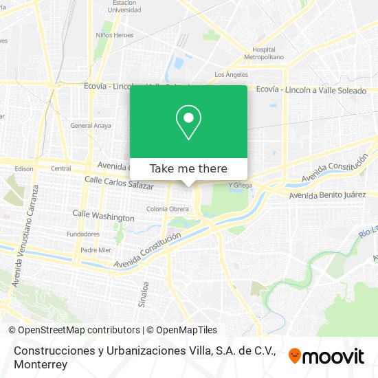 Mapa de Construcciones y Urbanizaciones Villa, S.A. de C.V.