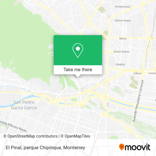 El Pinal, parque Chipinque map