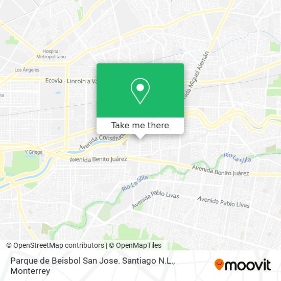 Parque de Beisbol San Jose. Santiago N.L. map