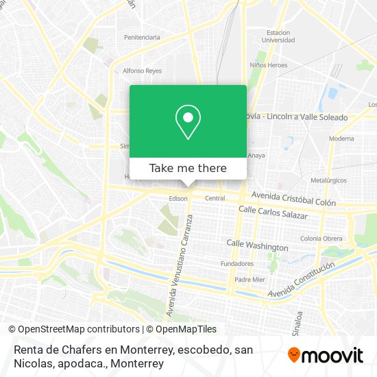 Renta de Chafers en Monterrey, escobedo, san Nicolas, apodaca. map
