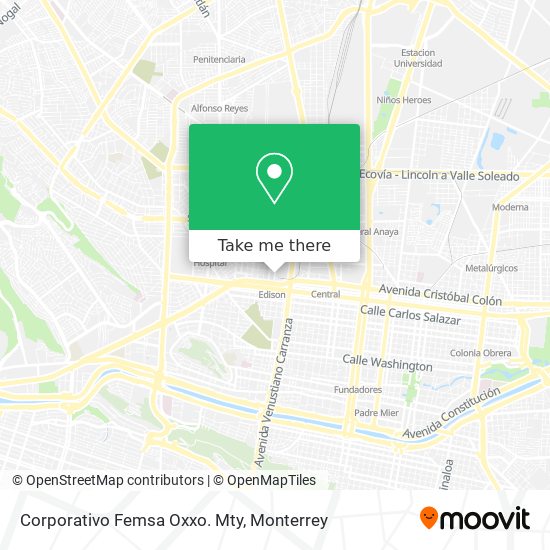 Corporativo Femsa Oxxo. Mty map