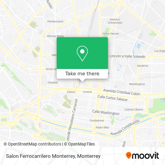 Mapa de Salon Ferrocarrilero Monterrey