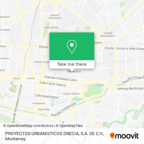 Mapa de PROYECTOS URBANISTICOS GRECIA, S.A. DE C.V.