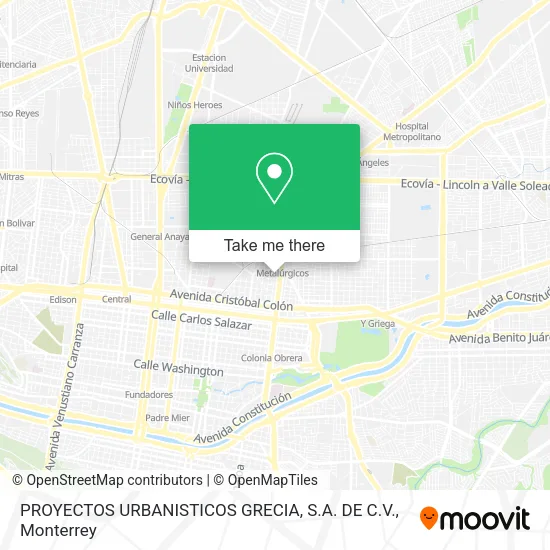 Mapa de PROYECTOS URBANISTICOS GRECIA, S.A. DE C.V.