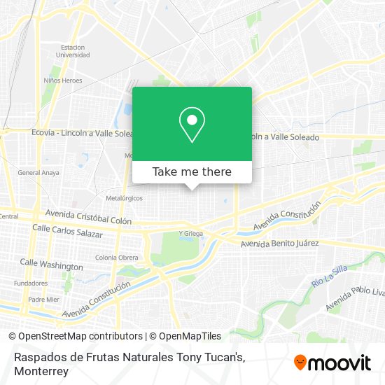 Mapa de Raspados de Frutas Naturales Tony Tucan's