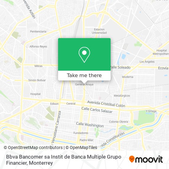 Mapa de Bbva Bancomer sa Instit de Banca Multiple Grupo Financier