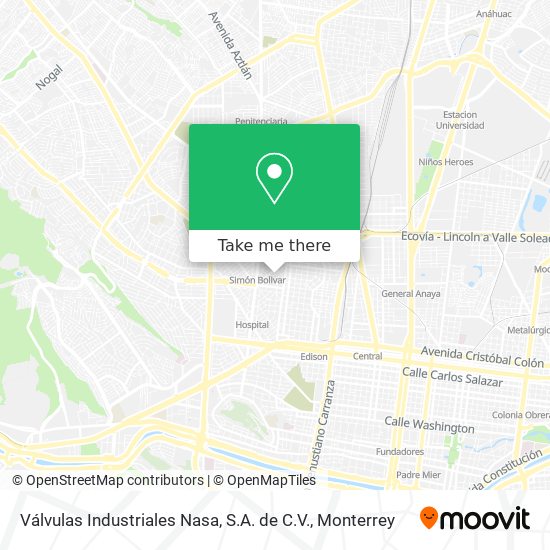 Mapa de Válvulas Industriales Nasa, S.A. de C.V.