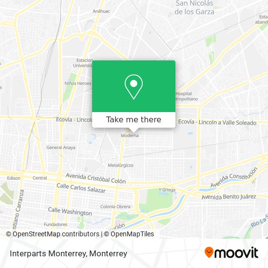 Mapa de Interparts Monterrey