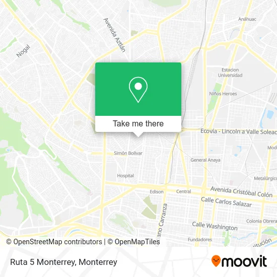 Ruta 5 Monterrey map