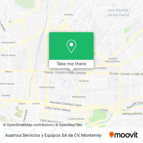 Mapa de Aaamsa Servicios y Equipos SA de CV