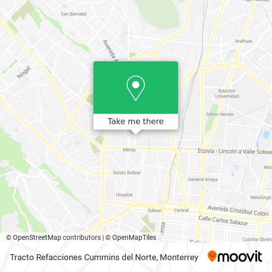 Mapa de Tracto Refacciones Cummins del Norte