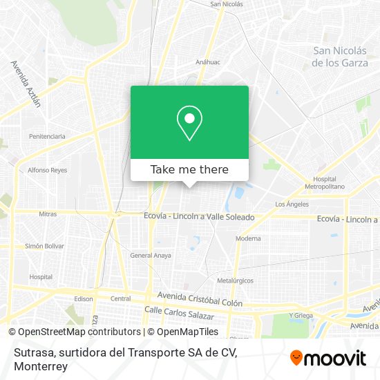 Mapa de Sutrasa, surtidora del Transporte SA de CV