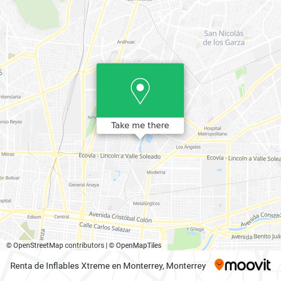 Mapa de Renta de Inflables Xtreme en Monterrey