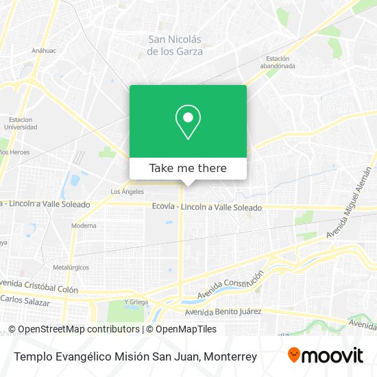 Mapa de Templo Evangélico Misión San Juan