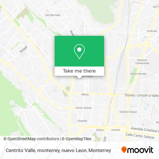 Centrito Valle, monterrey, nuevo Leon map