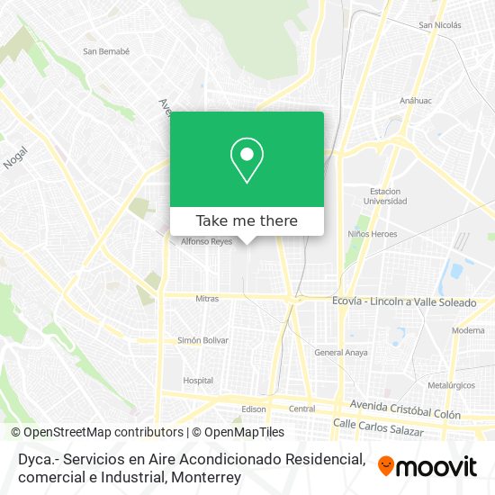 Mapa de Dyca.- Servicios en Aire Acondicionado Residencial, comercial e Industrial