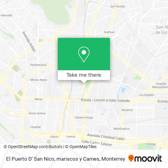 Mapa de El Puerto D' San Nico, mariscos y Carnes