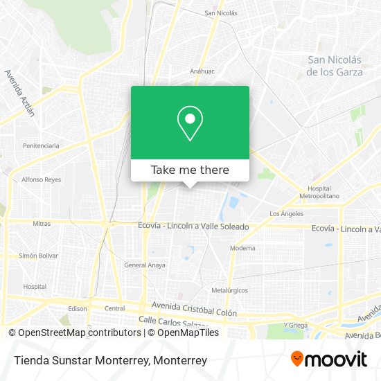 Mapa de Tienda Sunstar Monterrey