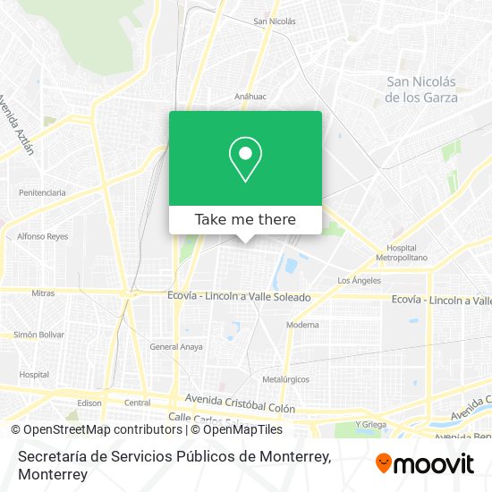 Secretaría de Servicios Públicos de Monterrey map