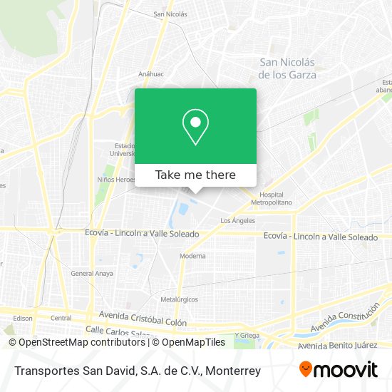 Mapa de Transportes San David, S.A. de C.V.