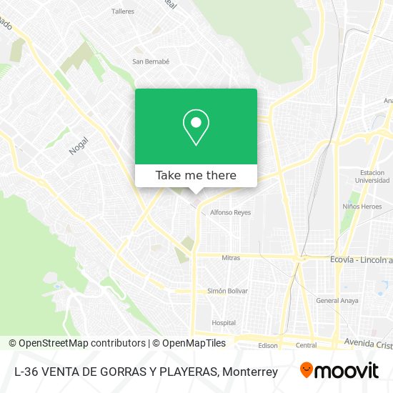 Mapa de L-36 VENTA DE GORRAS Y PLAYERAS