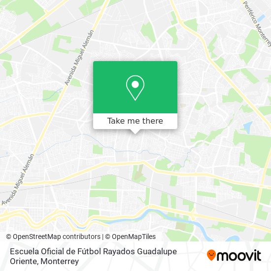 Escuela Oficial de Fútbol Rayados Guadalupe Oriente map
