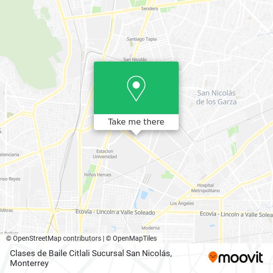 Clases de Baile Citlali Sucursal San Nicolás map