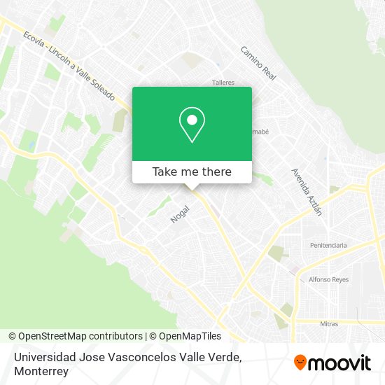 Mapa de Universidad Jose Vasconcelos Valle Verde