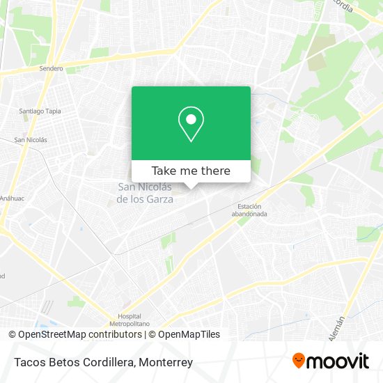 Tacos Betos Cordillera map