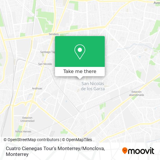 Cuatro Cienegas Tour's Monterrey / Monclova map