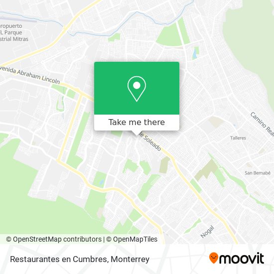 Restaurantes en Cumbres map
