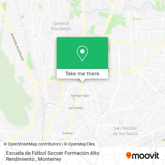 Mapa de Escuela de Fútbol Soccer Formación Alto Rendimiento.