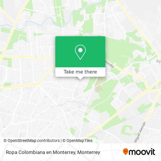 Mapa de Ropa Colombiana en Monterrey