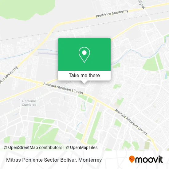 Mitras Poniente Sector Bolívar map