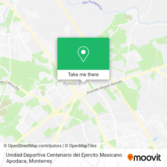 Mapa de Unidad Deportiva Centenario del Ejercito Mexicano Apodaca