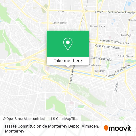 Issste Constitucion de Monterrey Depto. Almacen map