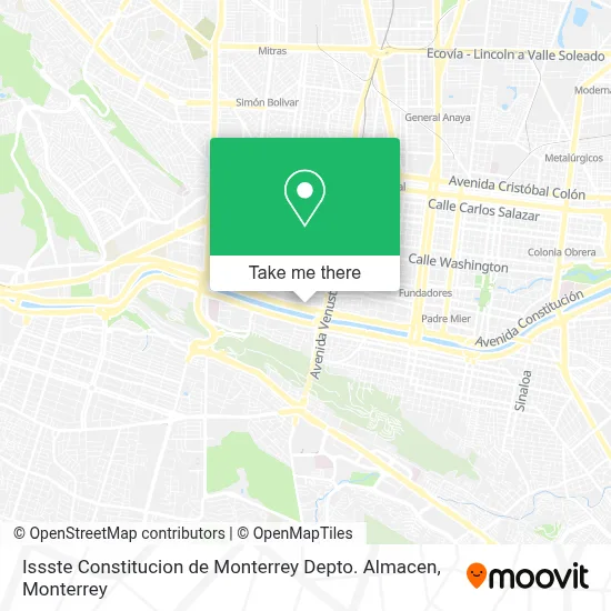 Issste Constitucion de Monterrey Depto. Almacen map