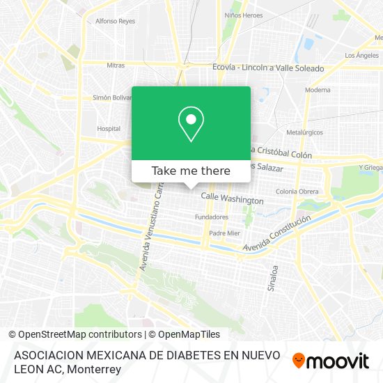 ASOCIACION MEXICANA DE DIABETES EN NUEVO LEON AC map