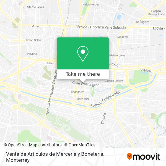 Mapa de Venta de Articulos de Merceria y Boneteria