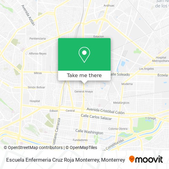 Mapa de Escuela Enfermeria Cruz Roja Monterrey