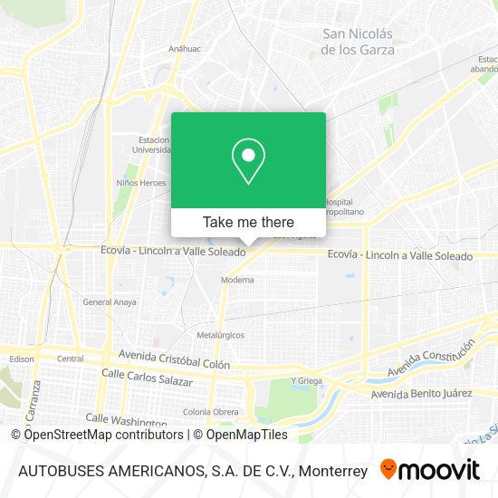Mapa de AUTOBUSES AMERICANOS, S.A. DE C.V.