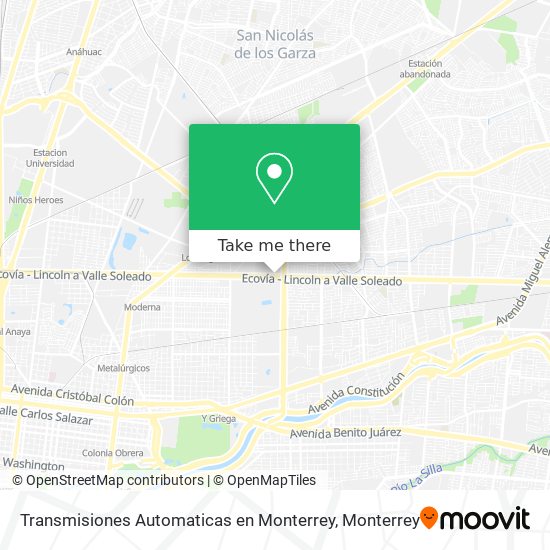 Mapa de Transmisiones Automaticas en Monterrey