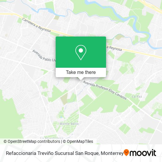 Mapa de Refaccionaria Treviño Sucursal San Roque