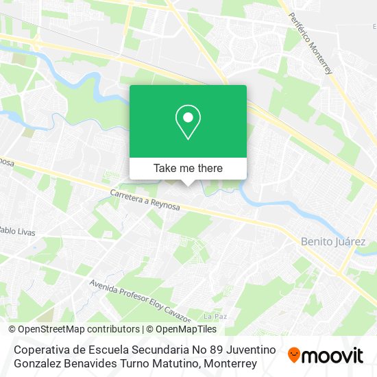 Mapa de Coperativa de Escuela Secundaria No 89 Juventino Gonzalez Benavides Turno Matutino