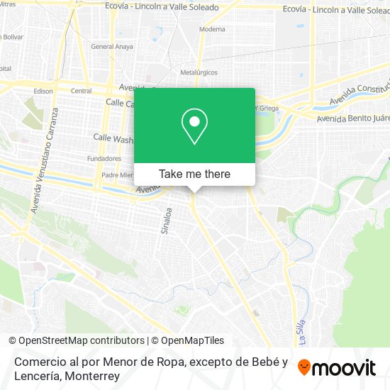 Comercio al por Menor de Ropa, excepto de Bebé y Lencería map