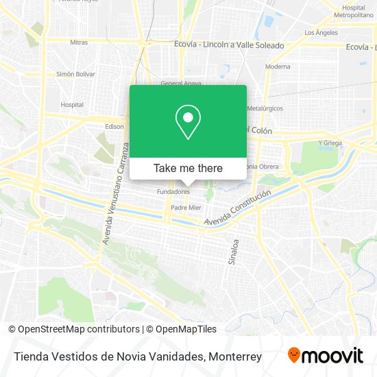 Mapa de Tienda Vestidos de Novia Vanidades